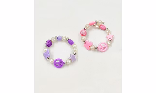 Lime By Manika Beaded Charms Bracelet - Lilac, Pink