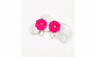 Lime By Manika Noor Clip On Earrings - Dark Pink