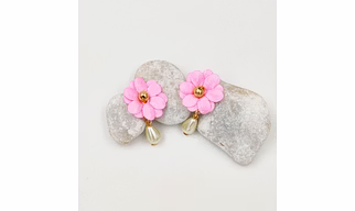 Lime By Manika Gulabo Floral Clip On Earrings - Light Pink