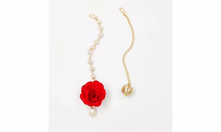 Lime By Manika Gulmohar Maang Teeka Set - Red, Gold