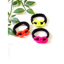 Lime By Manika Neon Link Chain Rubberband set of 3 - Pink, Yellow, Orange
