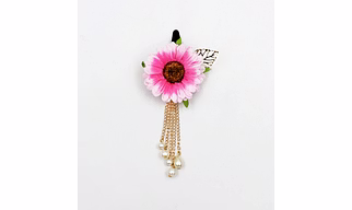 Lime By Manika Sunflower Dangling Clip - Pink, Golden