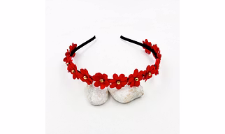 Floral Tiara Headband- Red