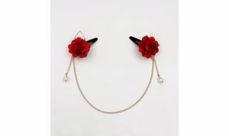 Lime By Manika Floral Crown Chain Clips - Red, Gold