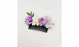 Lime By Manika Flower & Butterfly Comb Clip- Mauve, Off White
