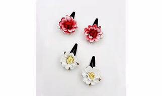 Lime By Manika Set of 2 floral clips- Red, Off White