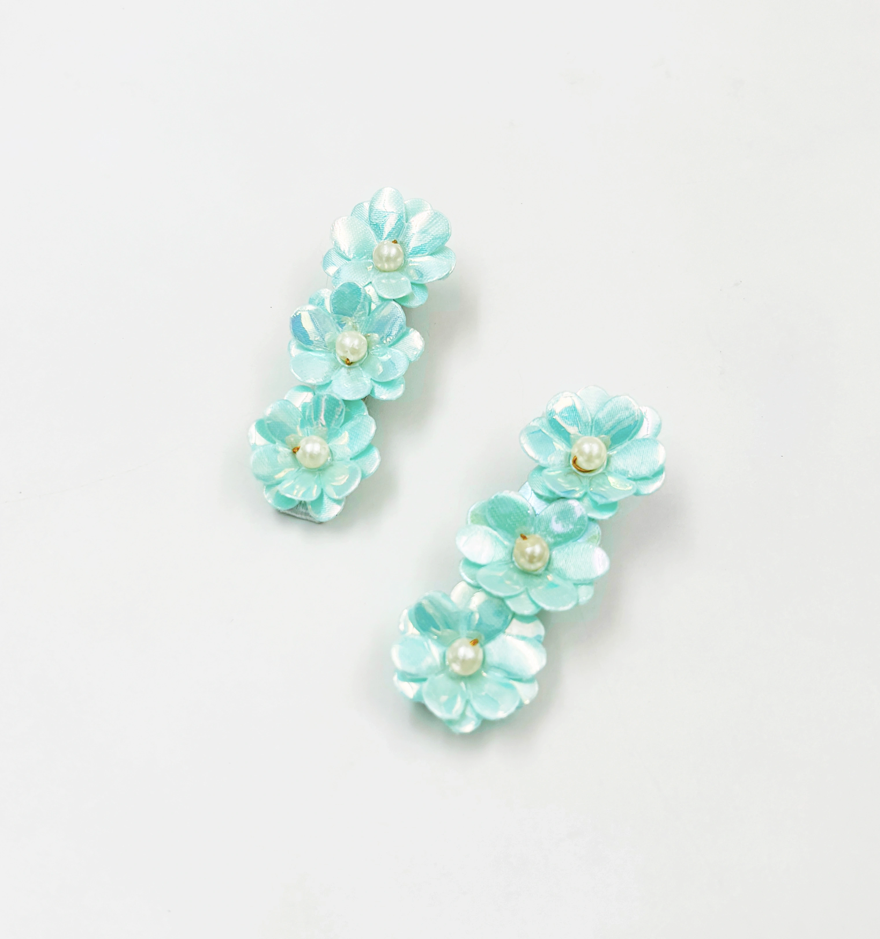 Lime By Manika Glam Floral Hair Clips- Aqua Blue-LM2196