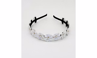 Glam Metallic Flower Hairband - White
