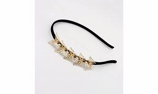 Butterflies & Pearls Embellished Hairband - Gold