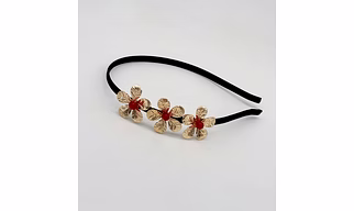 Flower Garden Hairband - Red, Gold