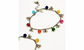 Rangeeli Dangling Beads Detailed Navratri Anklets- Multicoloured