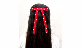 Lime By Manika Scarlet Bow Clip- Red