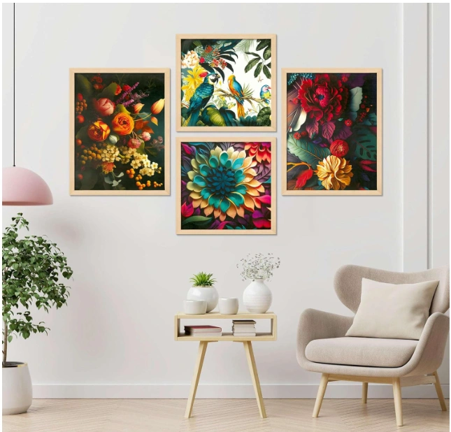 Set of Four Framed Painting for Wall Painting Decoration, Painitngs for home Decorations, Scenery for Living Room Decor (B0DDC3QCLG)-12613930