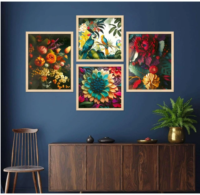 Set of Four Framed Painting for Wall Painting Decoration, Painitngs for home Decorations, Scenery for Living Room Decor (B0DDC3QCLG)-1