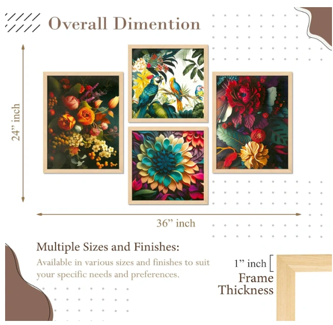 Set of Four Framed Painting for Wall Painting Decoration, Painitngs for home Decorations, Scenery for Living Room Decor (B0DDC3QCLG)-2