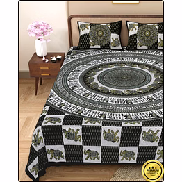 trumpet jaipuri dabu printed bedsheet