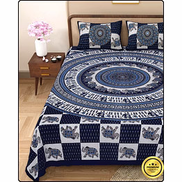 trumpet jaipuri dabu printed bedsheet