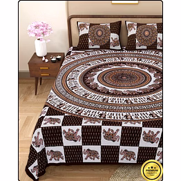 trumpet jaipuri dabu printed bedsheet