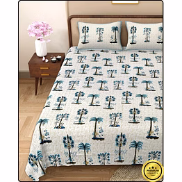 silver palm jaipuri bedsheet