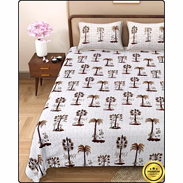 silver palm jaipuri bedsheet