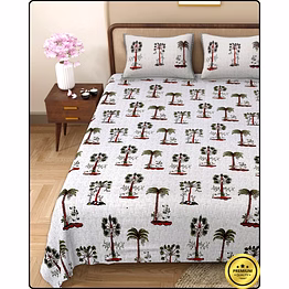 silver palm jaipuri bedsheet
