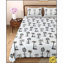 silver palm jaipuri bedsheet