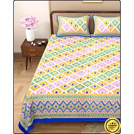 retro jaipuri dabu printed bedsheet