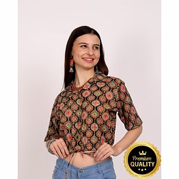 coral crop knoted shirt