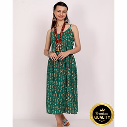 carp green flare dress_1