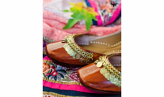 Brown & Gold Jewell Punjabi Jutti