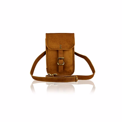 half flap carnival leather pocket bag