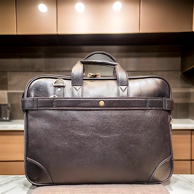 Leather Laptop bag black color