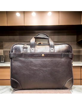 Leather Laptop bag black color
