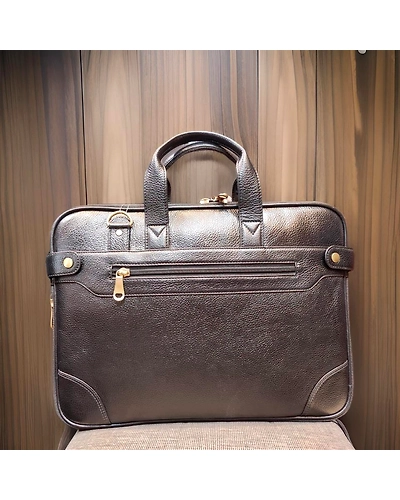 Leather Laptop bag black color-1