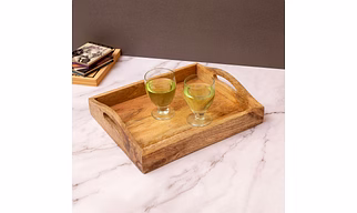 Mango Wood Serving Trays, 12 x 10 x 3 Inch, Brown