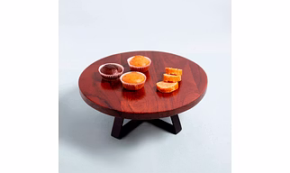 Wooden Cake Stand With Metal Base, 12 Inch