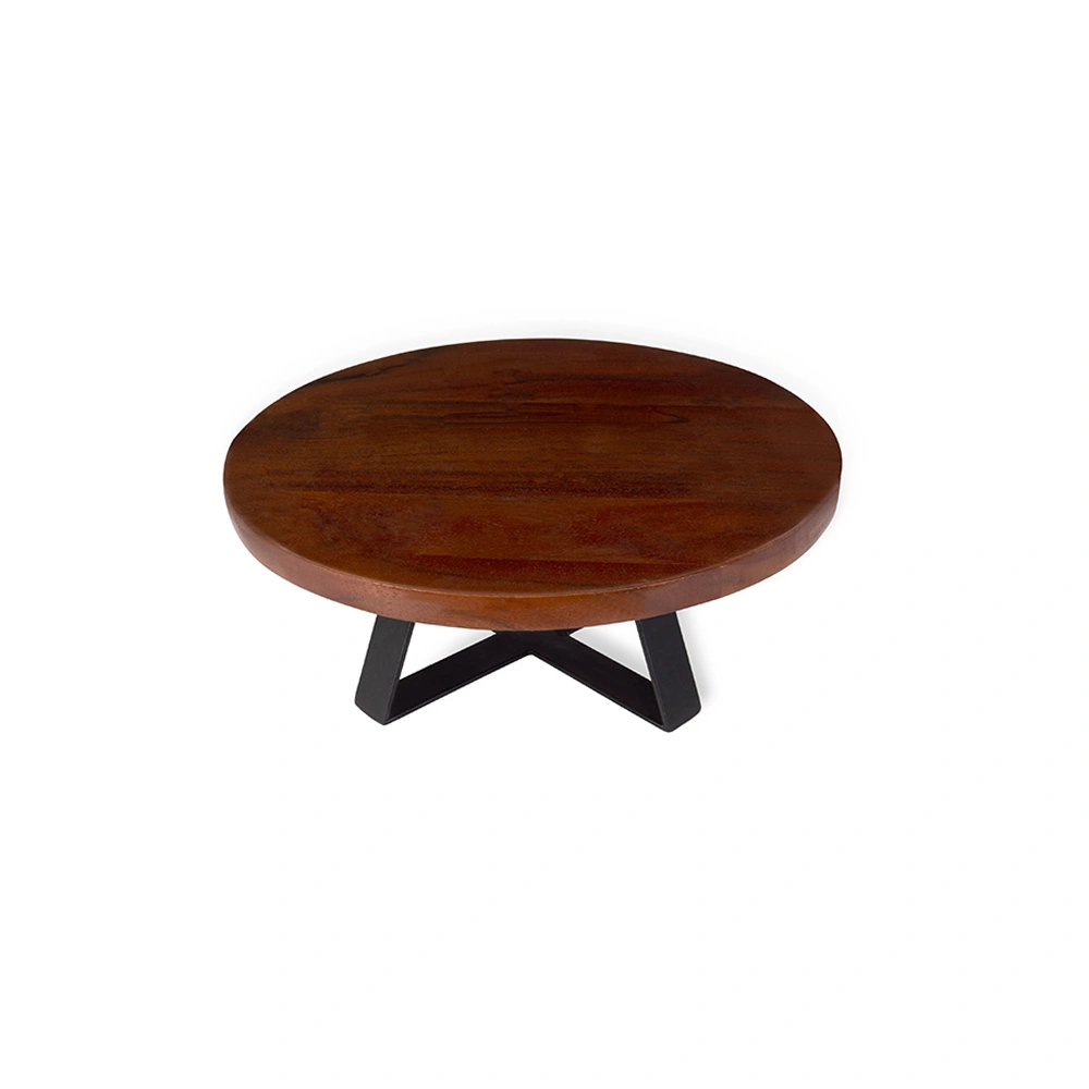 Wooden Cake Stand With Metal Base, 12 Inch-1