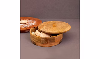 Mango Wood Roti Box, 8 Inch, Brown