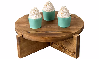 Rustic Round Cupcake Stand, 12.25 Inch, Brown