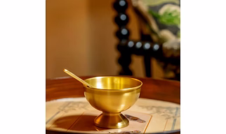 Brass Dessert Bowl and Spoon