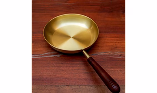 Panache Brass Fry Pan with Wooden Handle
