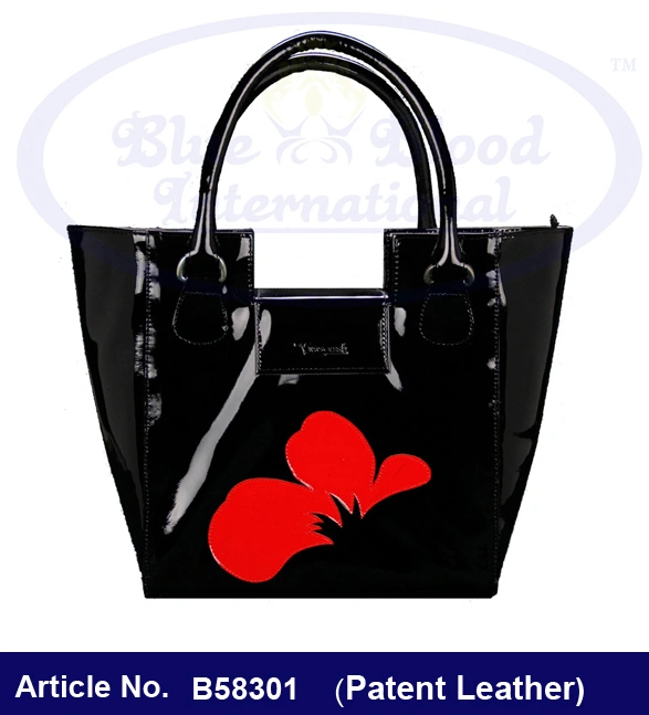 Black Patent Leather Handbag for Women-B58301BLK