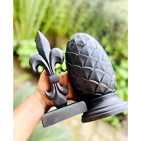 whittling pine cone & fleur de lis
