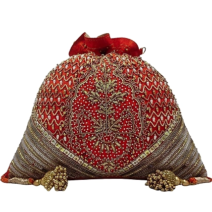 CLUTCHES,POTLI'S AND EVENING BAGS MADE ON RAW SILK-12490960