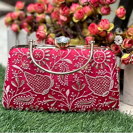 CLUTCHES,POTLI'S AND EVENING BAGS MADE ON RAW SILK-4