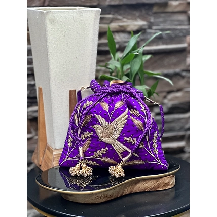 Mauve zardozi potli-1