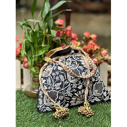 CLUTCHES,POTLI'S AND EVENING BAGS MADE ON RAW SILK-5