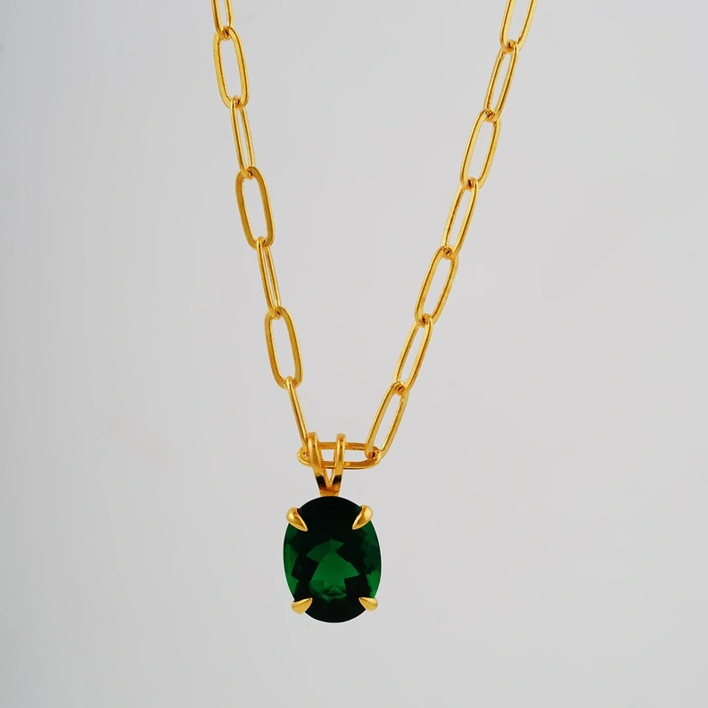 Green Gemstone Necklace-A-3