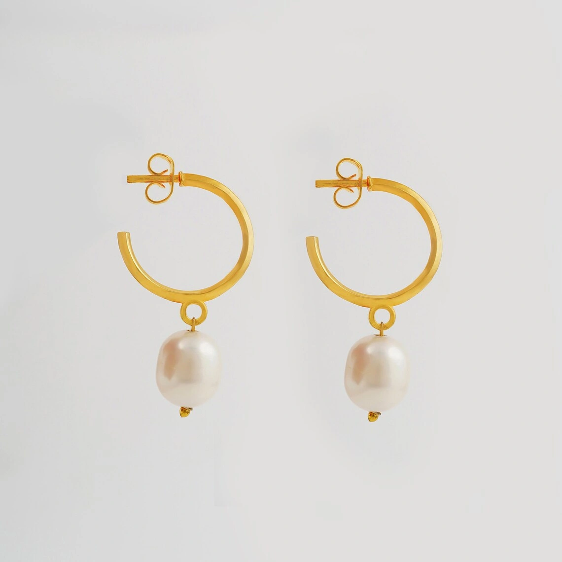 Pearl Hoop Earrings-A-2