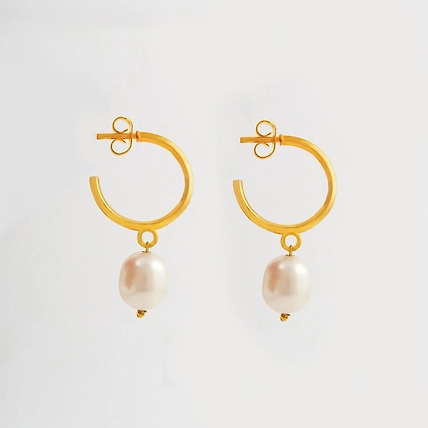 Pearl Hoop Earrings-A-2